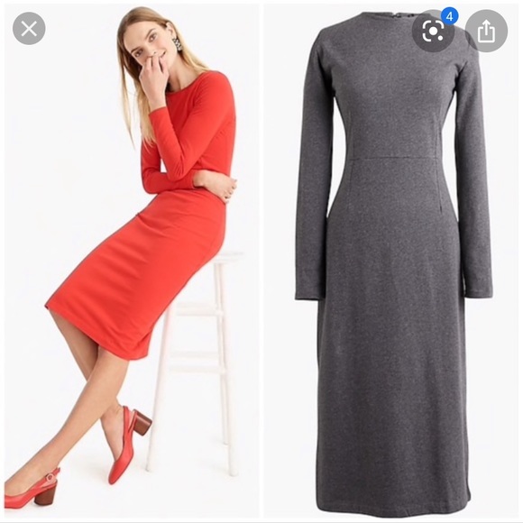 J Crew Long Sleeve Knit Midi Dress 